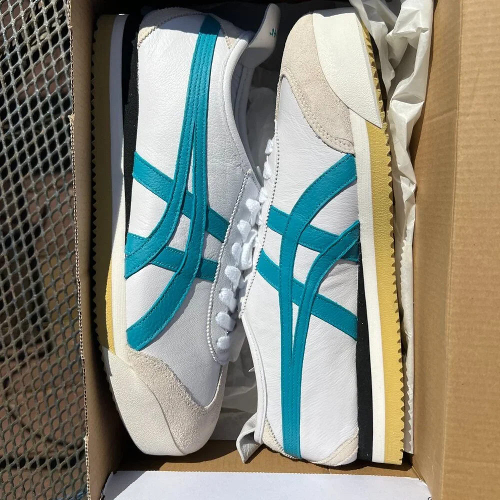 Onitsuka Tiger Green and White 2023 size 8 Unworn New In Box with Tags - Picture 4 of 6